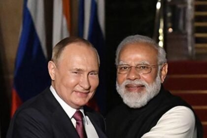 Prime Minister Narendra Modi with President of Russian Vladimir Putin.